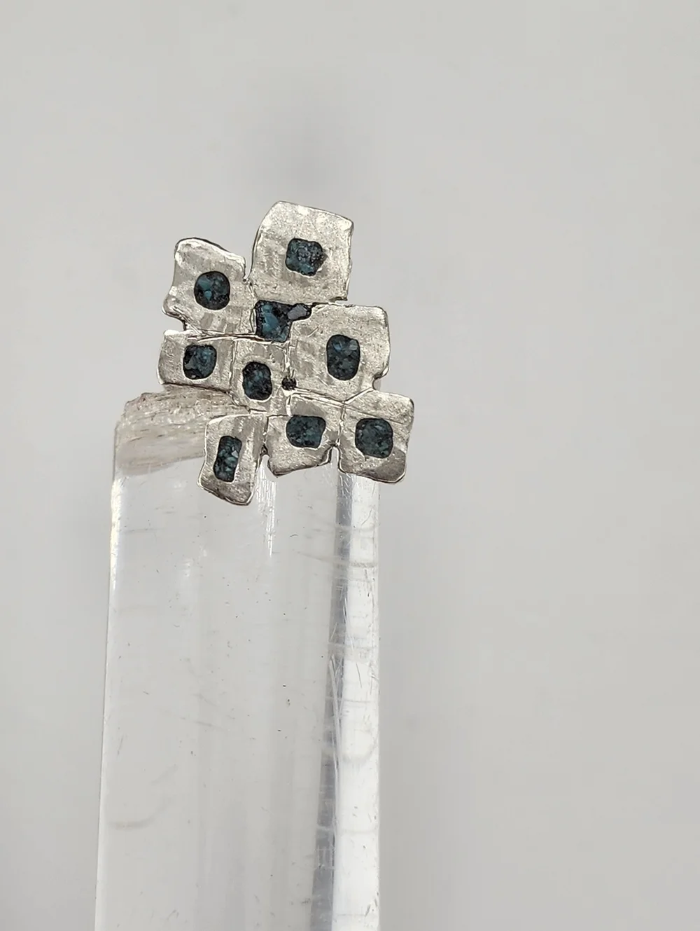 INLAY TURQUOISE ADJUSTABLE RING HANDMADE STERLING